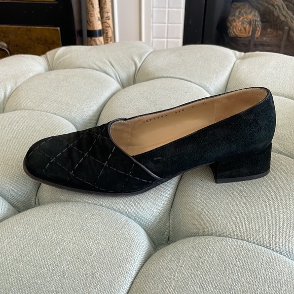 Salvatore Ferragamo Quilted Suede Heels - Picture 8 of 16